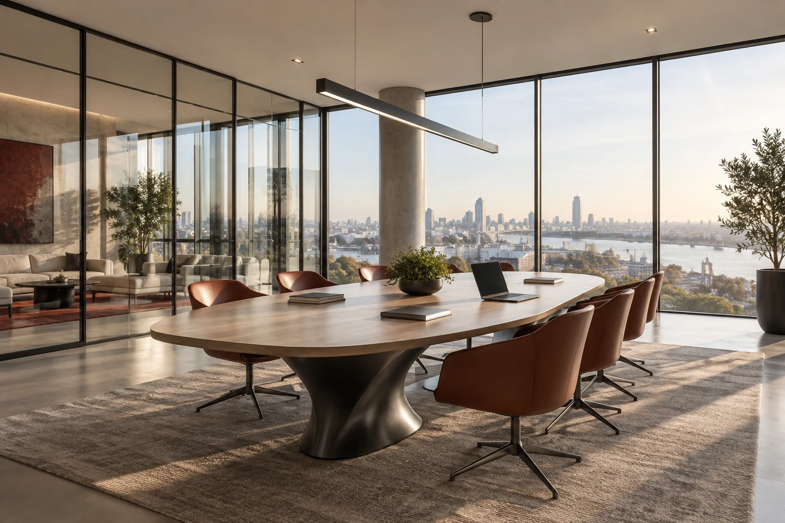 Illustration of a modern room prepared for a technology planning conversation