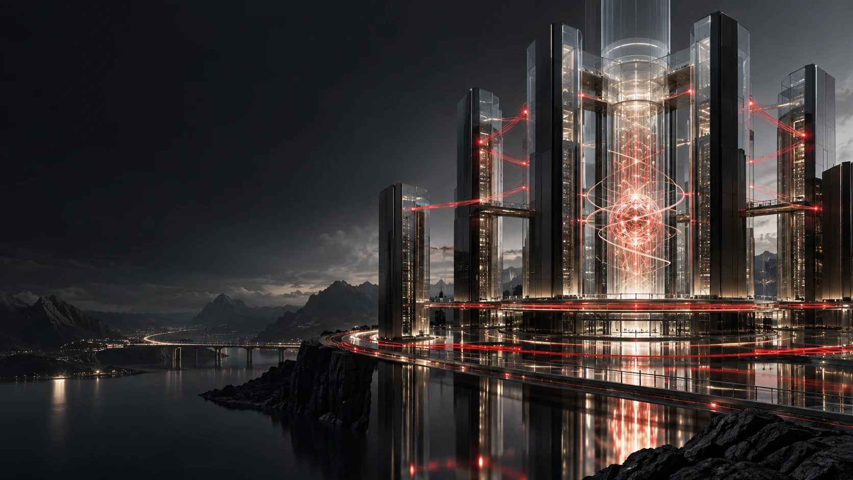 Architectural illustration of connected business technology and intelligence